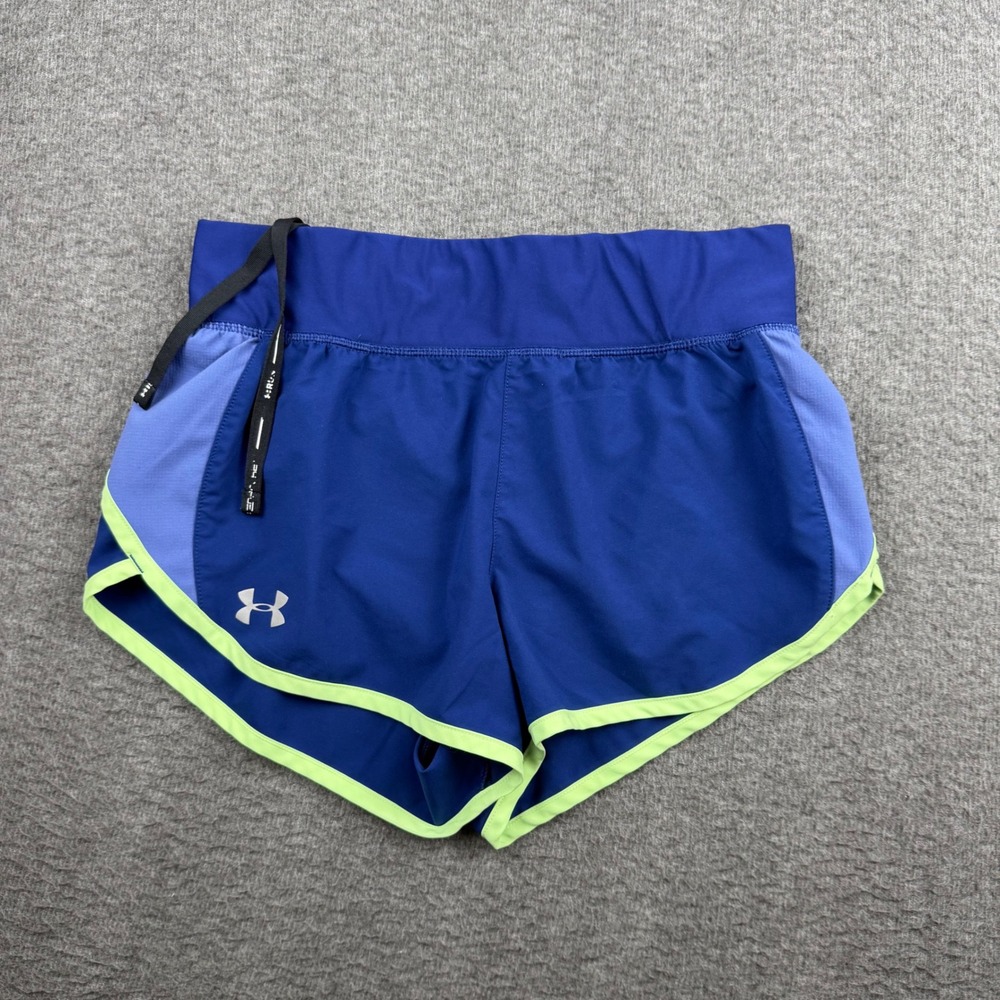 Under Armour HeatGear Blue Neon Green Running Shorts Womens‎ Small SM P CH